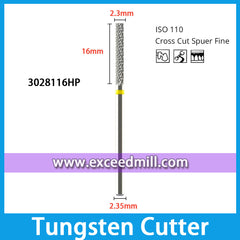 3028116HP-Cross Cut Super Fine Dental Laboratory Tungsten Carbide Cutter 2.35mm Shank