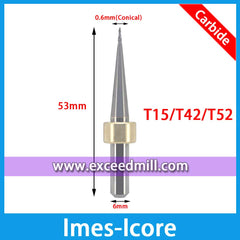 Imes-Icore 6mm Shank Carbide Tools for Milling Zirconia, Wax, PMMA, Soft Metal T33, T15, T32, T12/T14, T11/T13, T17, etc.
