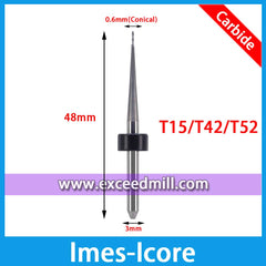 Imes-Icore 3mm Shank Carbide Tools for Milling Zirconia, Wax, PMMA, Soft Metal T33, T15, T32, T12/T14, T11/T13