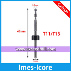 Imes-Icore 3mm Shank Carbide Tools for Milling Zirconia, Wax, PMMA, Soft Metal T33, T15, T32, T12/T14, T11/T13