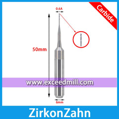 ZirkonZahn 6mm Shank Multipurpose Tools for Milling Zirconia, Wax, PMMA, etc.