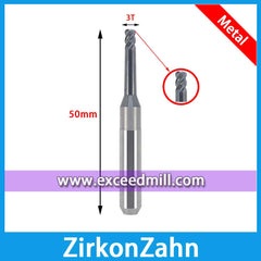 ZirkonZahn M1 CAD/CAM Tools for Milling Titanium, CoCr with Ball-end and Flat-end