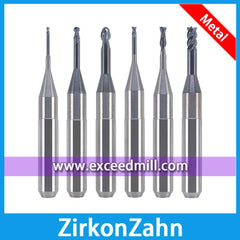 ZirkonZahn M1 CAD/CAM Tools for Milling Titanium, CoCr with Ball-end and Flat-end